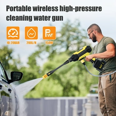 Hzsb Electric Power Washer, Cordless Pressure Washer, Portable Power Washer with 2 Rechargeable Batteries and 1 Charger, Adjustable Nozzle, Handheld High-Pressure Car Washer