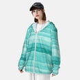 thumbnail image 5 of Goofa Teal Turquoise Printed Women's UPF 50+ Sun Protection Hoodie Jacket Lightweight Long Sleeve Sun Shirt for Women with Pocket Hiking Outdoor-, 5 of 9