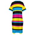 thumbnail image 4 of Vestido holgado con bolsillos, estampado de rayas de colores de proceso (CMYK), cian, magenta, amarillo y negro, para fiesta de graduación, verano 2025., 4 of 6