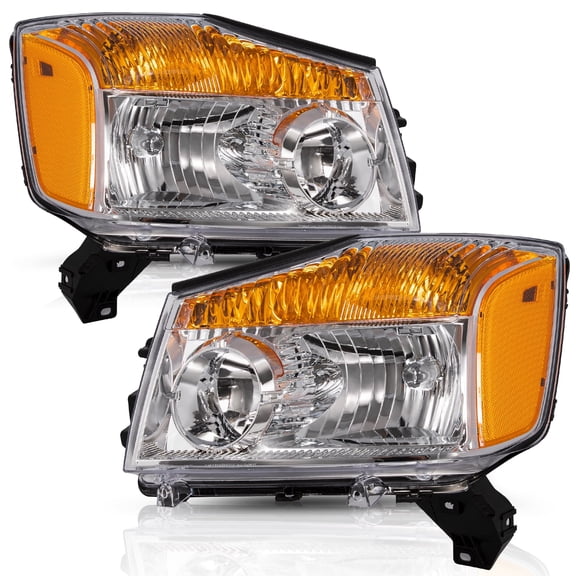For 2004-2015 Nissan Titan/05-07 Nissan Armada Chrome Headlights Assembly Pair