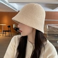 thumbnail image 4 of D-GROEE Winter Solid Color Bucket Hat for Women , Casual Warm Woolen Unisex Outdoor Fisherman Cap, 4 of 8