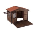 thumbnail image 3 of Anykoon Outdoor Large Wooden Cabin House Style Wooden Dog Kennel,Unique All-Around Habitat with Metal Frame, 3 of 7