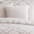 thumbnail image 3 of Benjara 9pc Queen Size Comforter Set with Quatrefoil Prints- White Polyester, 3 of 7