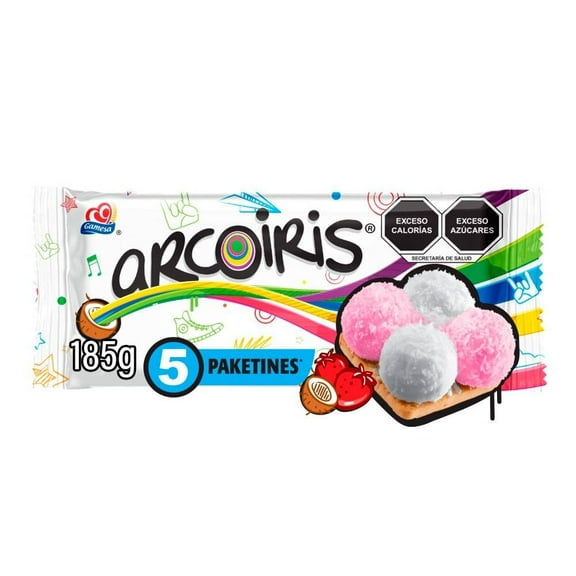 Galletas Arcoíris malvavisco con merengue sabor vainilla y coco 185 g
