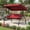 Burgundy, variant on Barara King 3-Piece Patio Swing Chair with Canopy Removable Cushions and Convenient Side Pockets for Patio Garden Relaxing Seating, Black