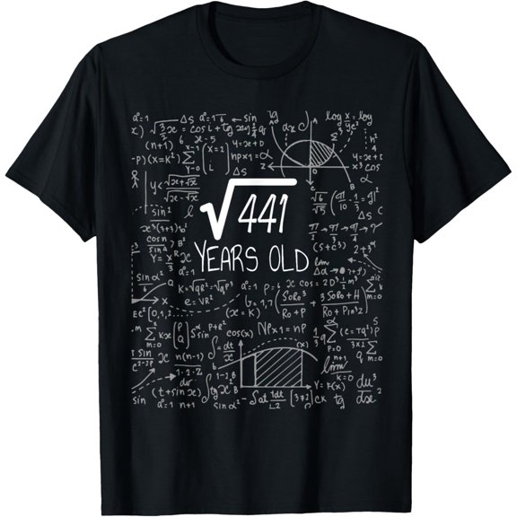 t-shirt Square Root of 441: 21 Years Old, 21st Birthday Graphic T-Shirt mens,black,women,funny,journey,Crew Neck, Short Sleeve,custom clothing patterns.gift