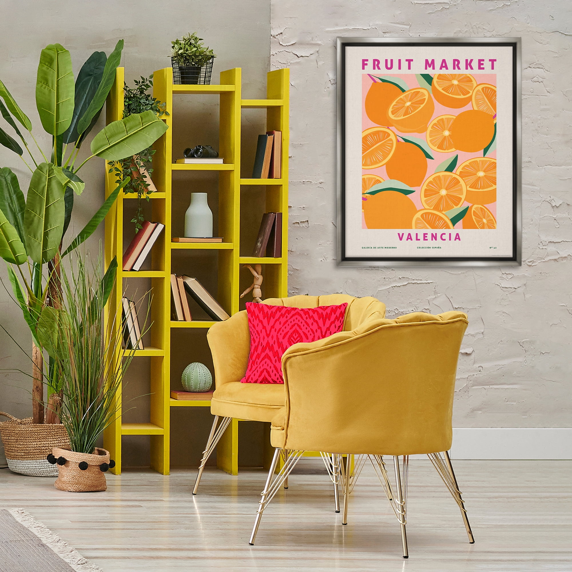 Stupell Industries Fruit Market Oranges Food & Beverage Painting Gray Floater Framed Canvas Art Print Wall Art, 25 x 31