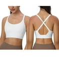 thumbnail image 5 of COMVALUE Women's Square Scoop Neck Sports Bra Thin Strap Padded Low Impact Yoga Bra Wireless Workout Crop Top (White, XL), 5 of 7