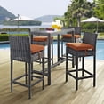 thumbnail image 2 of Modern Contemporary Urban Design Outdoor Patio Balcony Five PCS Pub Bar Chairs and Table Set, Orange, Rattan, 2 of 2