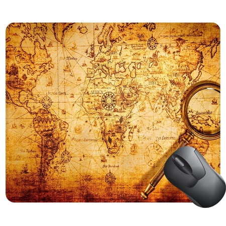 POPCreation Vintage still life Vintage magnifying glass lies on an ancient world map Mouse pads Gaming Mouse Pad 9.84x7.87 inches