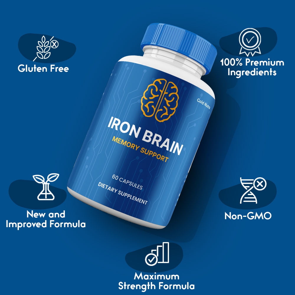 Iron Brain Capsules, Maximum Strength Pills Cognitive and Brain, IronBrain Supplement for Neuro Health (5 Pack)
