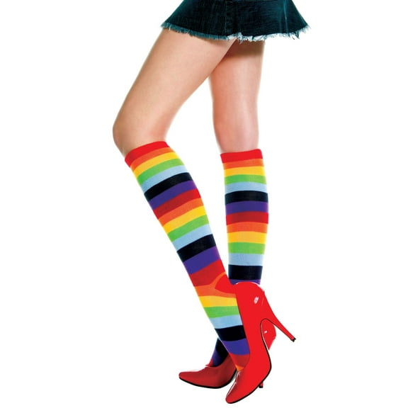 Music Legs Women's 5750-RAINBOW Acrylic Rainbow Knee High, Rainbow