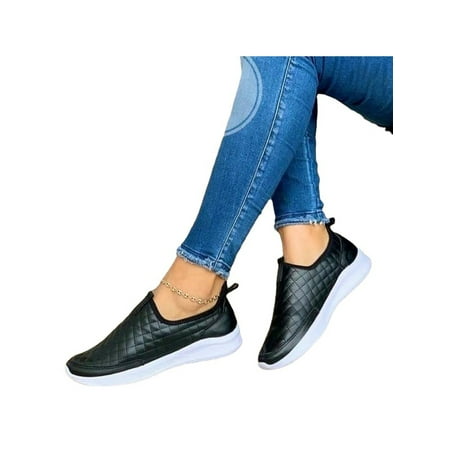 

Difumos Women Comfortable Round Toe Comfort Shoes Slip-ons Slip On Sneakers Driving Lightweight Black 7.5