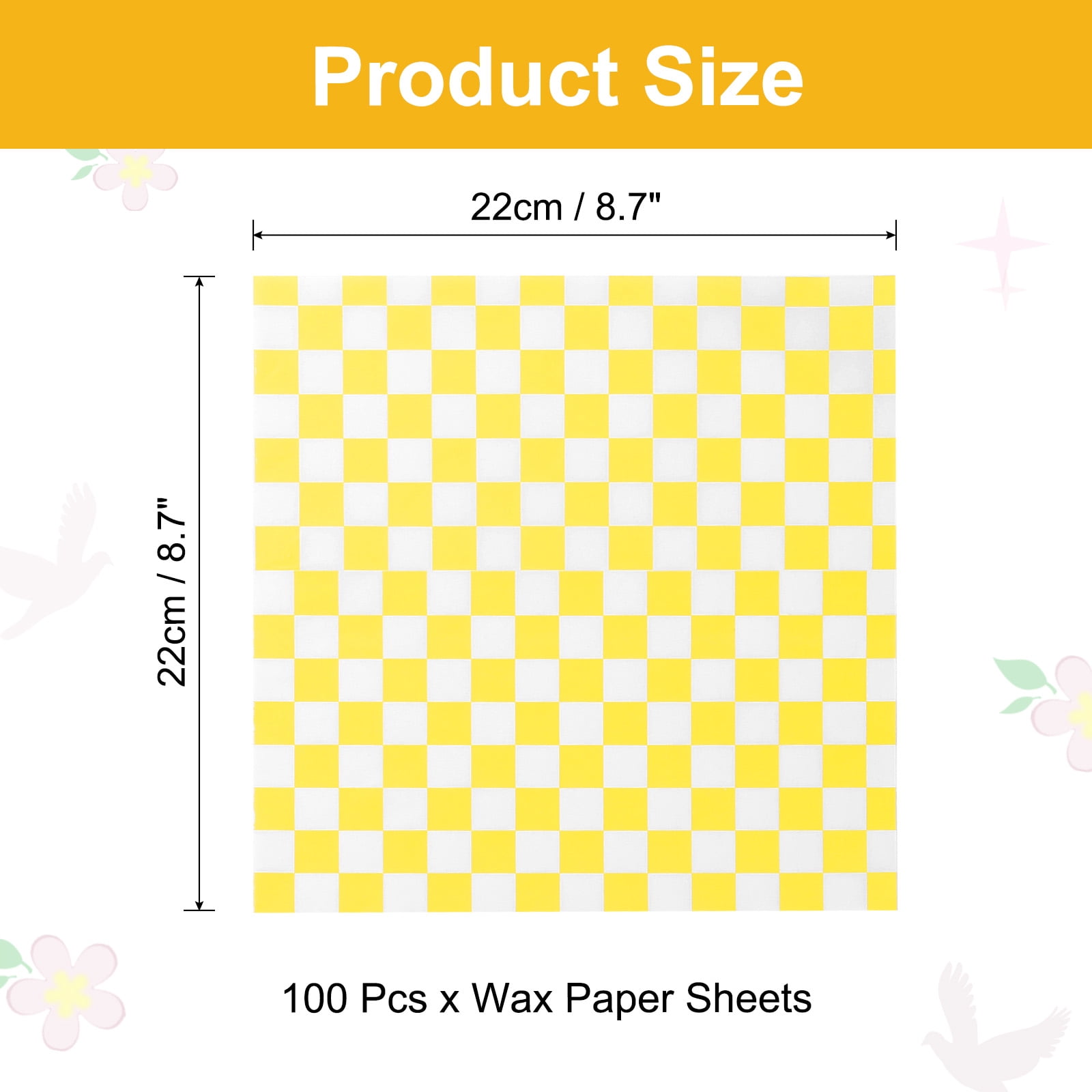 Unique Bargains Wax Paper Sheets for Food Wrapping Sandwich Baking Paper Yellow