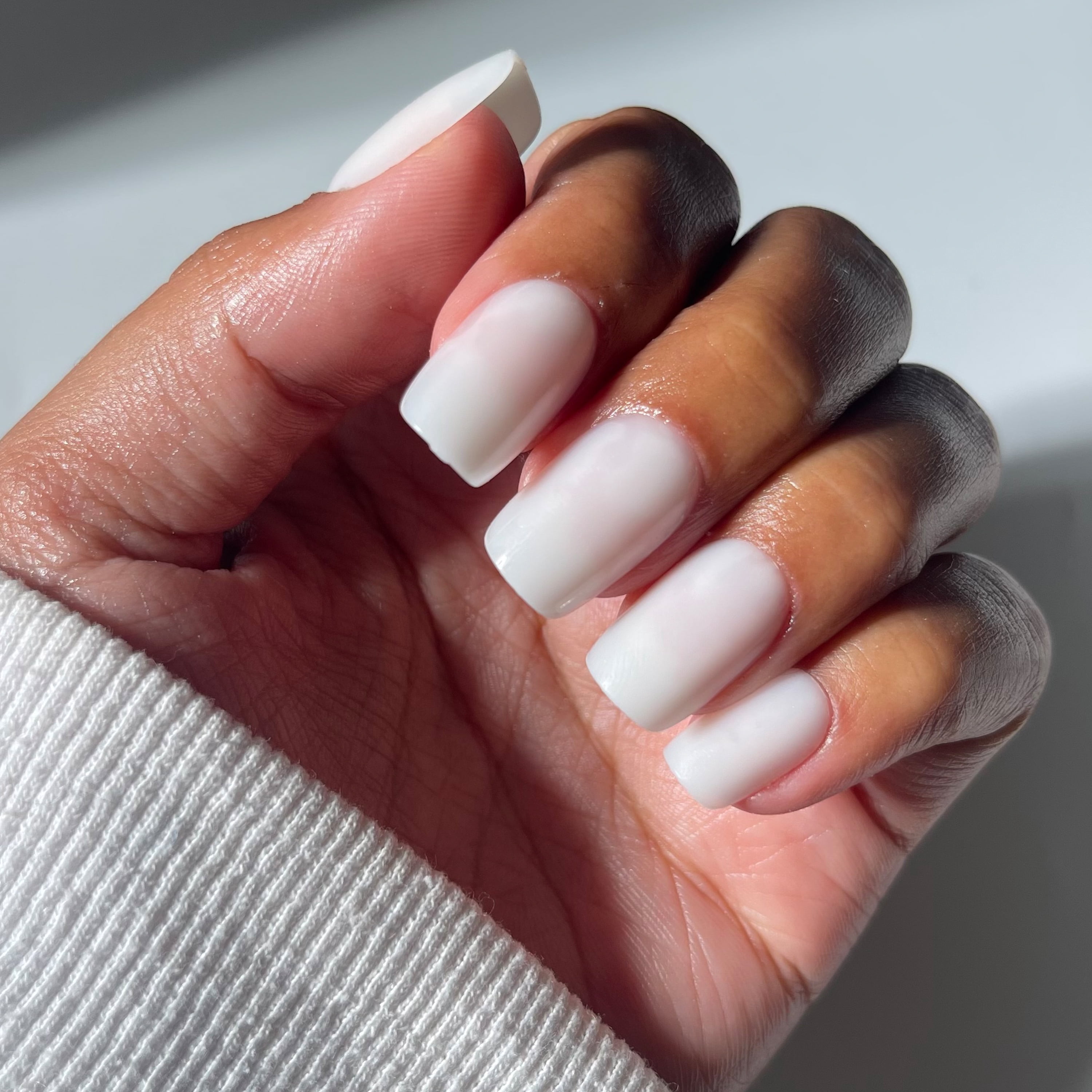 Salon Perfect Artificial Fake Press On Nails, 450 Milky White, Short Square, File, Glue and Prep Pad Included, 30 Nails
