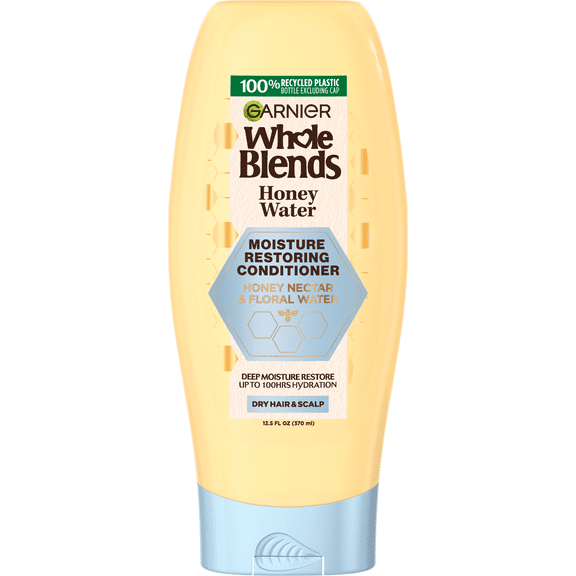 Garnier Whole Blends Honey Water Moisture Restoring Conditioner, Dry Hair, Squeeze, 12.5 fl oz