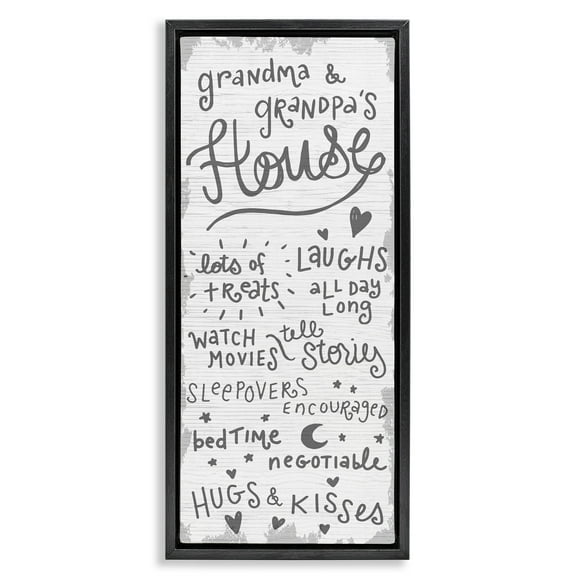 Stupell Industries Grandparents House Fun Family Inspirational Painting Black Floater Framed Canvas Art Print Wall Art, 11 x 25