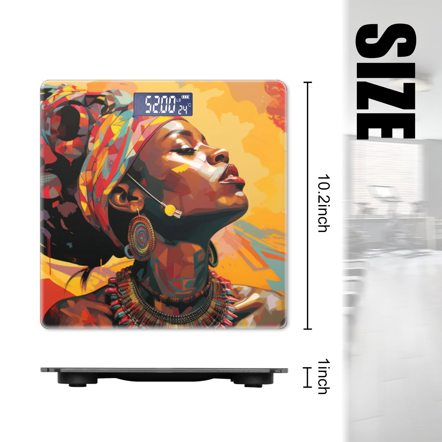 Digital Bathroom Scale with Large LCD Display,High Capacity Scale 400 lbs High Precision body fat scale-Vibrant African Woman With Hair In Traditional Style