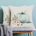 thumbnail image 2 of Fall Decor Pillow Covers 16x16 Inch Set of 2 Autumn Teal Watercolor Pumpkin Throw Pillows for Couch Thanksgiving Harvest Pink White Flower Indoor Decorative Cushion Cases for Bed Decorations, 2 of 6