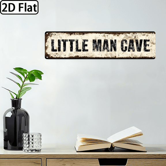 Kids Metal Tin Signs 16x4 Inch - Vintage Little Man Cave Decor, Rustic Nursery Wall Art for Boys Room, Playroom - Safe Corners Toddler Home Decor Gift