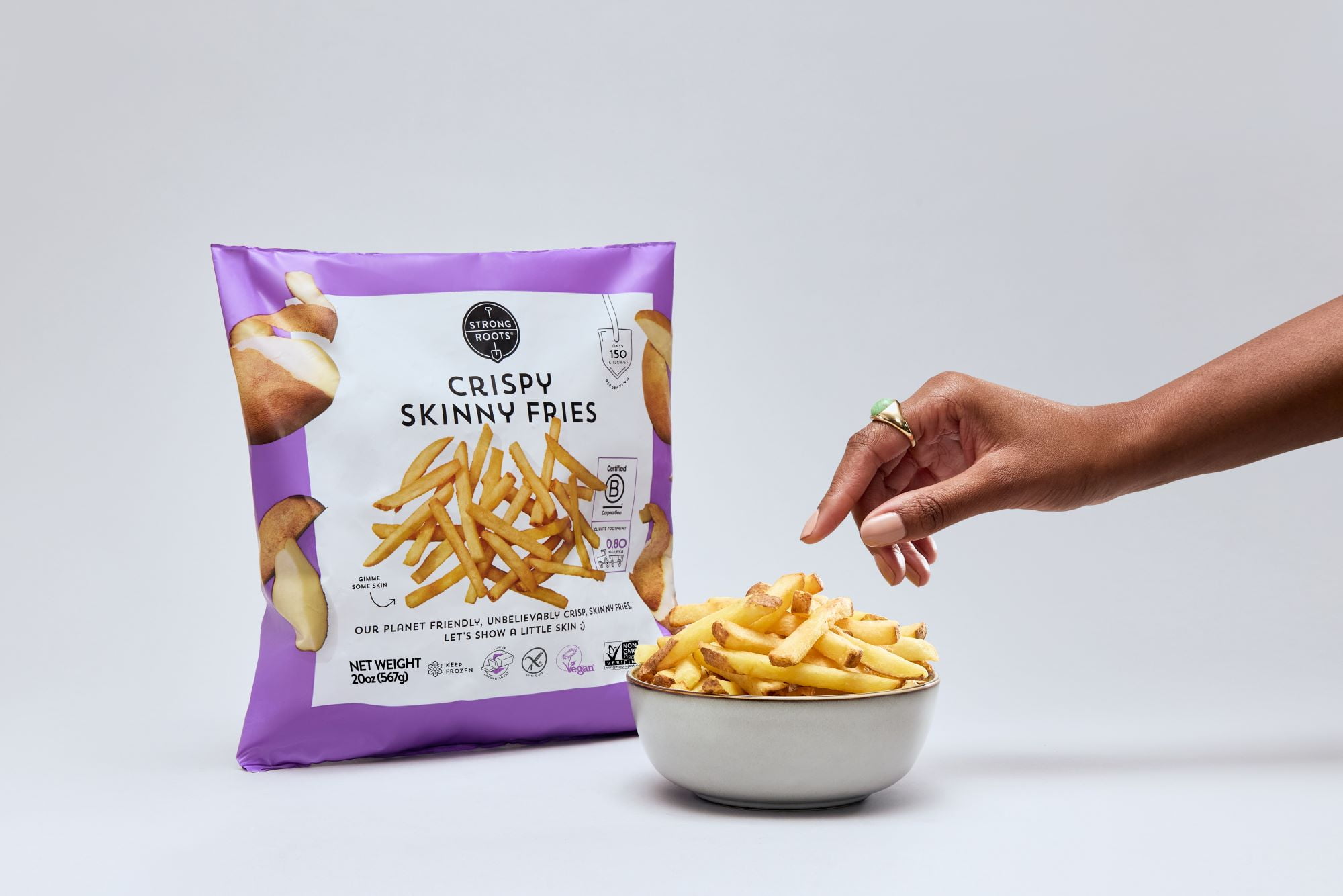 Strong Roots Crispy Skinny Fries, 20 oz Plastic Bag (Frozen)
