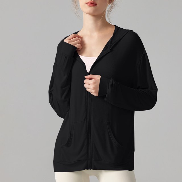 Soki Veste de Protection Solaire UPF 50+ pour Femmes, Chandail à Capuchon Léger à Manches Longues pour Randonnée en Plein Air