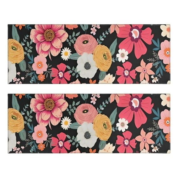 Kitchen Rugs Sets Of 2,Multicolored Pioneer Flower Anti Fatigue Kitchen Mat Rugs Non Slip Washable,Decorative Kitchen Floor Mats for Kitchen,Sink,Laundry,17"X47"