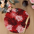 thumbnail image 3 of Botanical Chrysanthemum Round 13 Inch Placemats Set of 6, Abstract Spring Floral Red Black HeatResistant Non Slip Place Mats for Dining Table, Wipeable Braided Kitchen Table Mats for Housewarming, 3 of 9