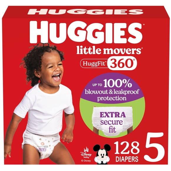 Pañales Huggies Little Movers HuggFit 360° tamaño 5 (12-16 kg) x128