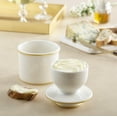 thumbnail image 3 of Butter Bell® Crock – Le Bistro White with Gold Trim Ceramic Butter Holder with Lid, Keeper for Spreadable Butter, 3 of 9