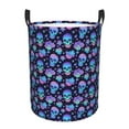 thumbnail image 1 of Balery Skull flower funny Cesta de ropa redonda con asas, impermeable, independiente, para ropa, juguetes, dormitorio y familia-Small, 1 of 6