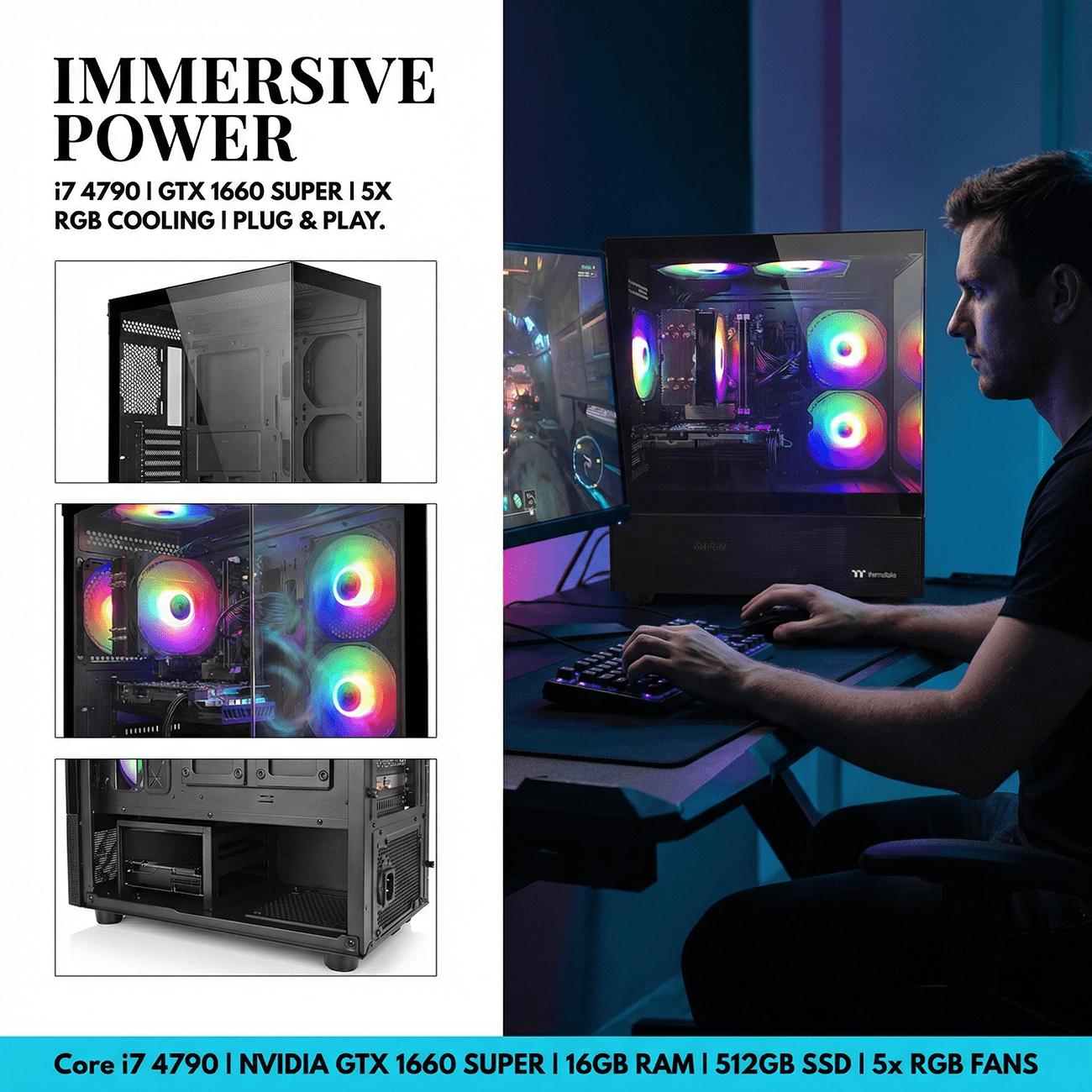 AIGAMEPC Gaming PC Desktop Computer, Intel Core i7 up to 4.0GHz