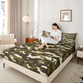 thumbnail image 4 of Homewish Abstract Camouflage 4 Pieces Queen Sheet Sets for Female Men,Green Brown Ultra Soft Flat Sheet,Retro Camo Queen Fitted Sheet,Ultra Soft Home Decor, 4 of 7