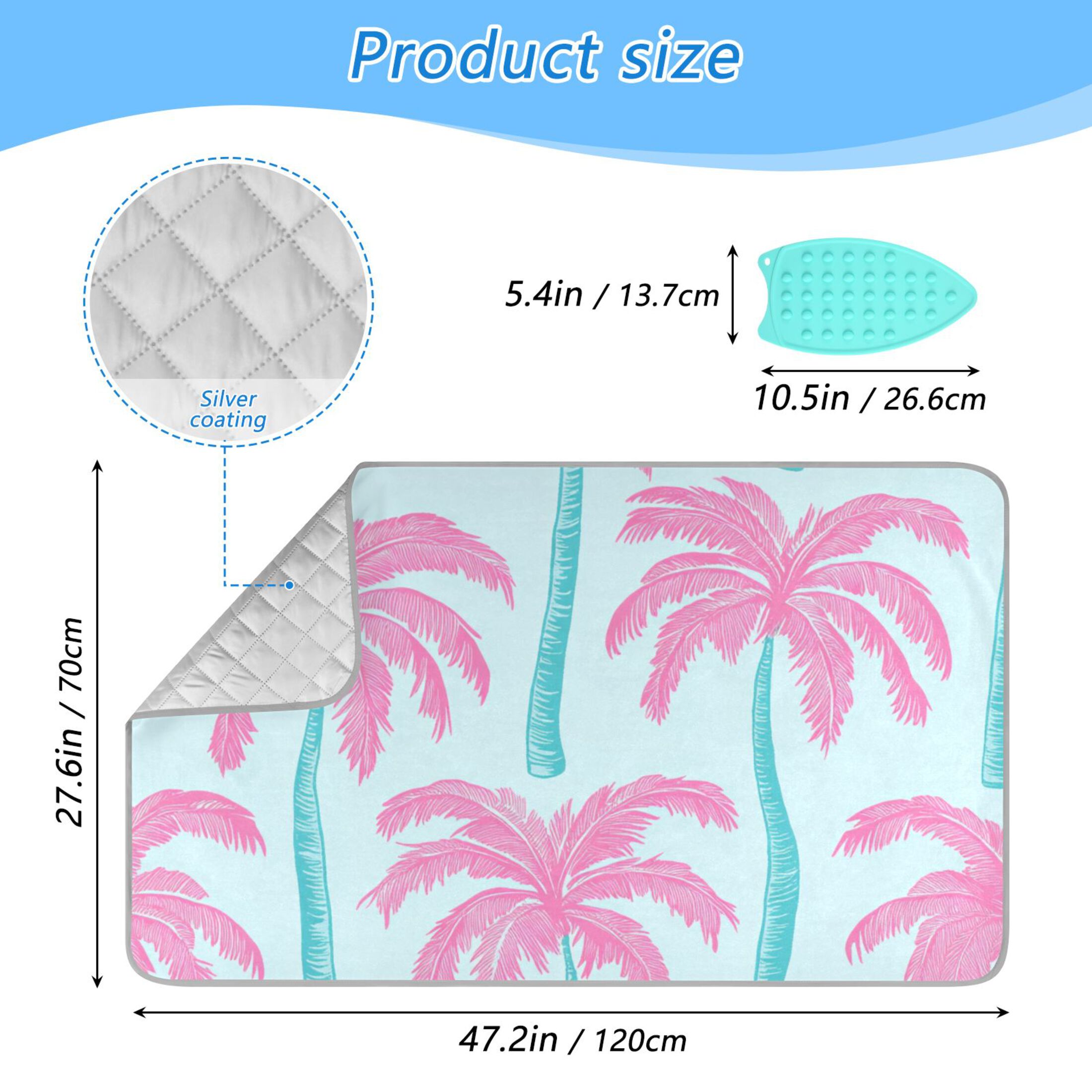 Dreamy Color Palm Trees Ironing Mat Blanket Portable Travel Ironing Pad Heat Resistant Pad 47.2" x 27.6”