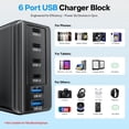 thumbnail image 3 of Bloque de cargador USB C de 120 W, GaN tipo C, carga rápida, 6 puertos, 3 of 9