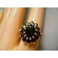 thumbnail image 4 of 3Ct Oval Cut Lab Created Red Garnet Halo Style Women's Ring 14K Yellow Gold Plated Silver, 4 of 4