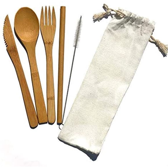 Juego de Cubiertos Portatiles de Bambu Portátil, Juego de Cubiertos de Camping de Viaje, Utensilios Portátiles de Bambu Ecologico CARAVIAN CAR50A-05-NT