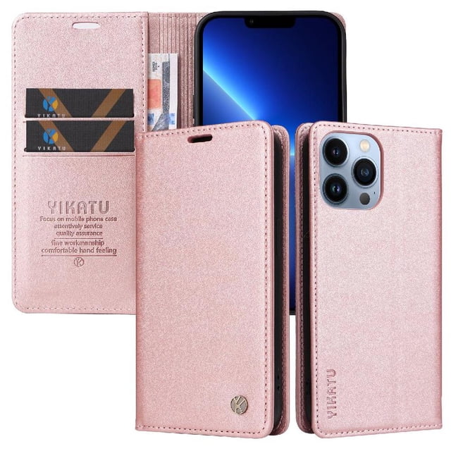 Funda para iPhone 13 Pro Max Estuche de Cuero PU Tipo Cartera con Ranuras para Tarjetas y Cierre Magnético