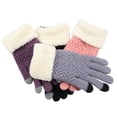 thumbnail image 5 of BEMS-2023 Guantes de punto de invierno para mujer, manoplas de punto gruesas con dedos completos elásticos suaves (gris), 5 of 5