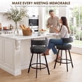 thumbnail image 5 of Zesthouse 26.6″ Swivel Bar Stools Set of 2, Linen Upholstered Counter Height Chairs with Barrel Back Metal Legs, Modern Barstools for Kitchen Island, Dark Gray, 5 of 11