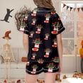 thumbnail image 5 of XDZJLR Girls Christmas Sleepwear Xmas Color Denim Short Sleeved Top Pajamas Shorts Set Nightwear Loungewear Black 2-3 Years, 5 of 6