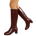 thumbnail image 6 of YLYL Womens Knee High Boots Snip Toe Side Zipper Chunky Mid Heel Fall Winter Fashion Long Boots, 6 of 9