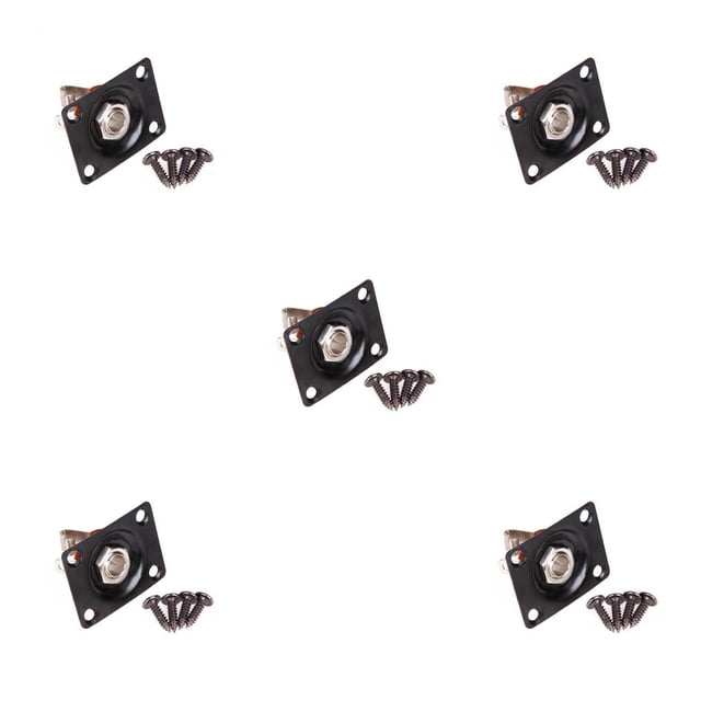 bedienty Replacement For Gibson Electric Guitar Audio Socket Panel 1/4 6 .35mm Square Audio Mount black 5Set