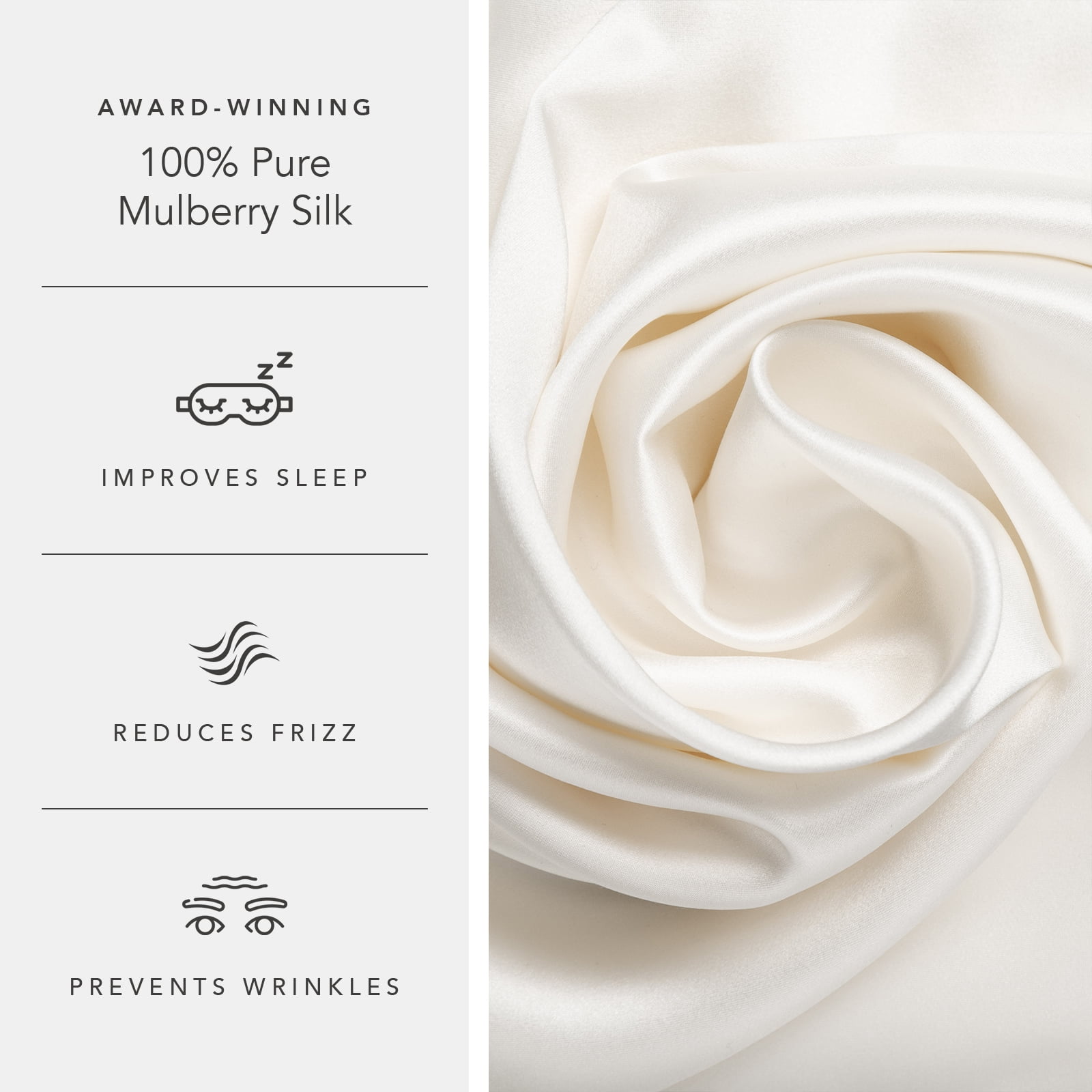 Fishers Finery 25 momme Natural White 100 Percent Pure Mulberry Silk Pillowcase, Queen