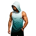 thumbnail image 2 of Gradient Muscle Shirt For Men, Sleeveless Pullover Hoodie Vest with Kangaroo Pocket - Quick Dry Bodybuilding Stringer for Summer Gym & Outdoor Training Green S, 2 of 7
