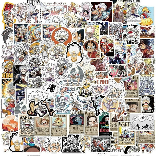 100pcs Luffy Gear 5 Stickers, One PCS Piece Anime Stickers, Wanted Posters Nami Zoro Ace Luffy Chopper One pcs Sickers