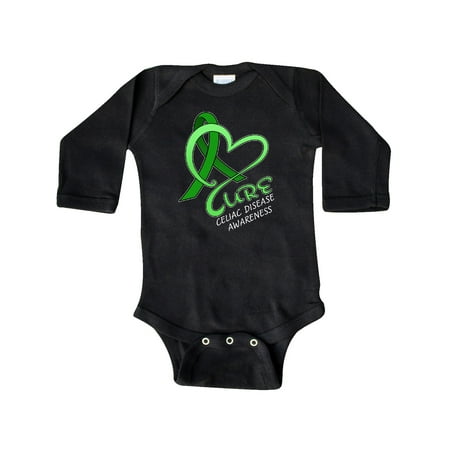 

Inktastic Cure- Celiac Disease Awareness heart-shaped ribbon Gift Baby Boy or Baby Girl Long Sleeve Bodysuit