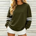 thumbnail image 2 of KHONTS Women's Striped Oversized Sweatshirt Crewneck Pullover Tops Basic Drop Shoulder Retro Sporty Fashion Fall Outfits for Casual Daily Green L, 2 of 4