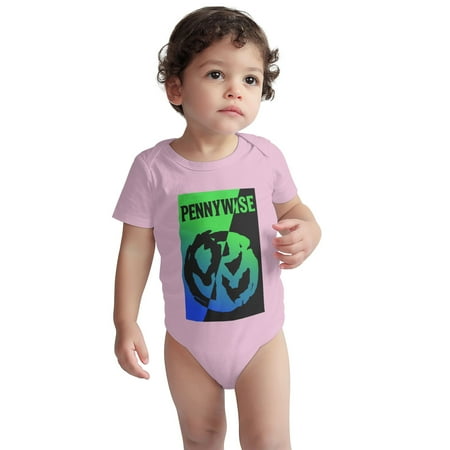 

Pennywise Baby Onesie Band Logo Toddler Baby Boys Girls Short-Sleeve Bodysuits Cotton Romper Pink 12 Months