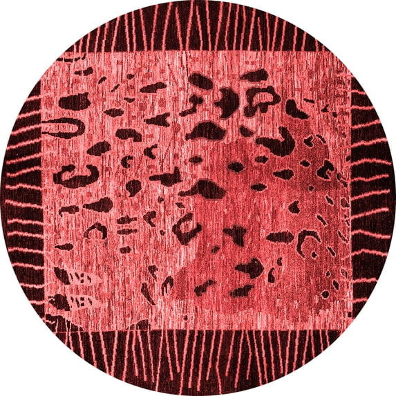 Ahgly Company Machine Washable Indoor Round Animal Red Modern Area Rugs, 8' Round